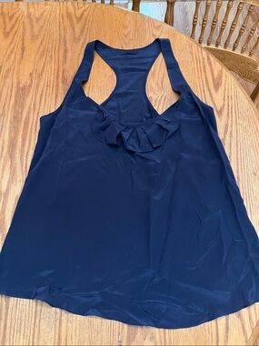 NWOT Richard Chai Love Sill Ruffle-Front Navy Racerback Tank Top - Women
